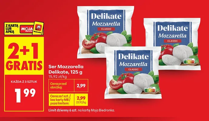 Ser Mozzarella Delikate Classic promocja w Biedronka