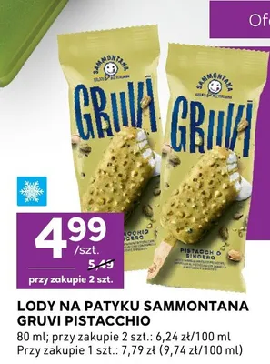 Lody na patyku Sammontana Gruvi Pistacchio promocja w Stokrotka