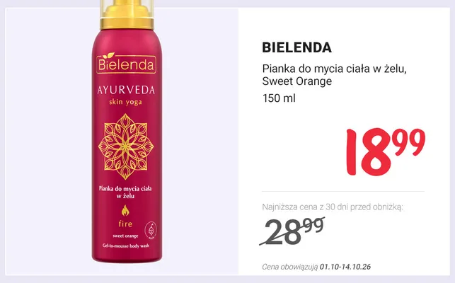 Pianka do mycia ciała w żelu Sweet Orange Bielenda promocja w Rossmann