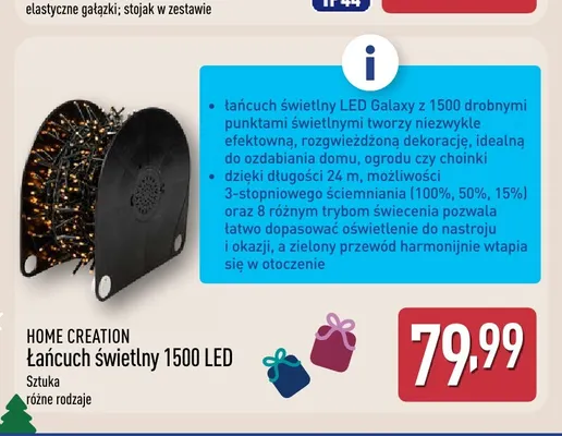 Łańcuch świetlny 1500 LED Home Creation promocja w Aldi