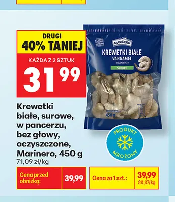 Krewetki białe surowe w pancerzu bez głowy oczyszczone Marinero promocja w Biedronka