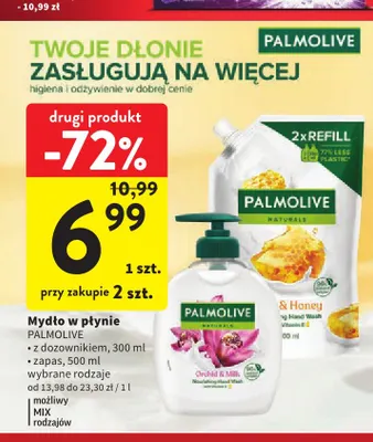 Mydło w płynie zapas Palmolive Naturals Milk & Honey promocja w Intermarche