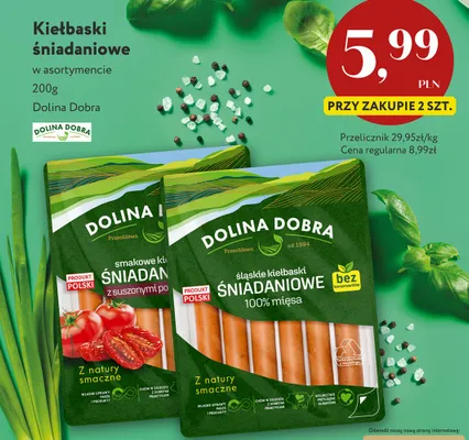Kiełbaski śniadaniowe w asortymencie promocja w Market Point