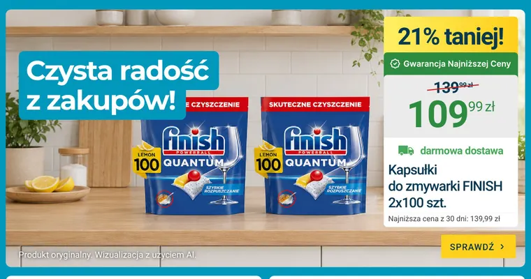 Kapsułki do zmywarki Finish 2-pak 100 szt promocja w ERLI