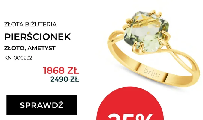 Pierścionek złoto ametyst KN-000232 briju promocja w Briju