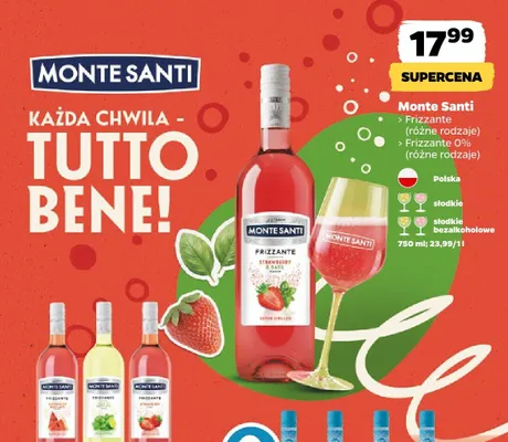 Wino Monte Santi Frizzante Strawberry & Basil promocja w Netto
