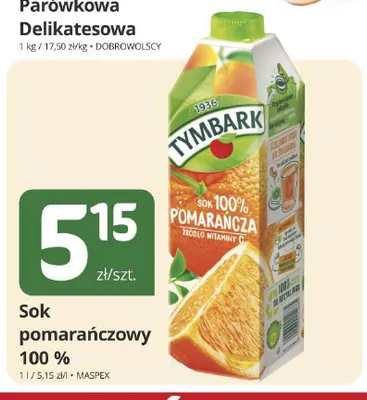 Sok pomarańczowy Tymbark 100% promocja w Marketvita