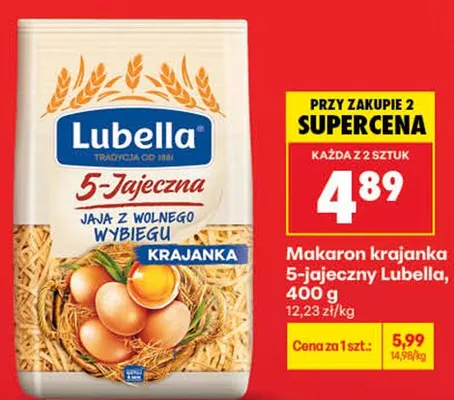 Makaron krajanka 5-jajeczny Lubella promocja w Biedronka