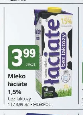 Mleko Łaciate 1,5% bez laktozy promocja w Marketvita