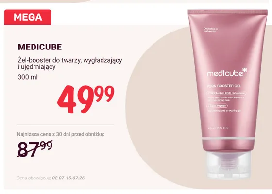 Żel-booster do twarzy wygładzający i ujędrniający Medicube promocja w Rossmann