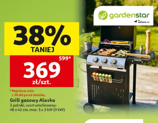 Grill gazowy Alaska Gardenstar promocja w Auchan