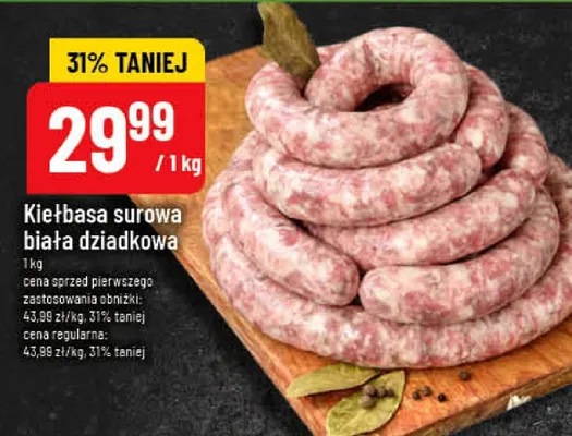 Kiełbasa surowa biała dziadkowa promocja w POLOmarket