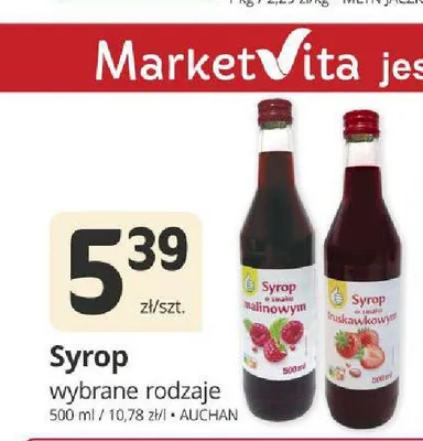 Syrop o smaku malinowym Auchan promocja w Marketvita