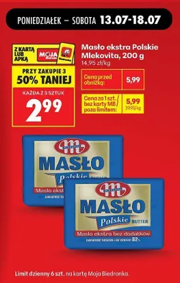 Masło ekstra Polskie Mlekovita promocja w Biedronka