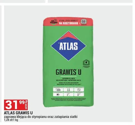 Zaprawa klejąca do styropianu i zatapiania siatki Atlas Grawis U promocja w Merkury Market