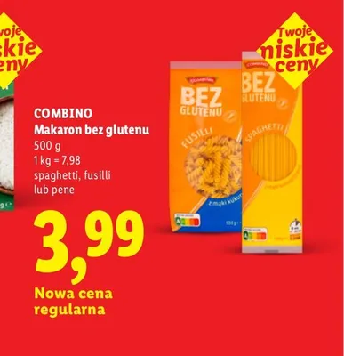Makaron bez glutenu fusilli Combino promocja w Lidl