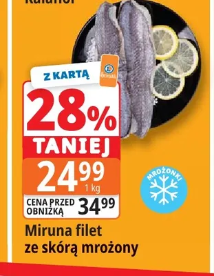 Miruna filet ze skórą mrożony promocja w Leclerc