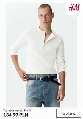 Top henley w prążki Slim Fit H&M promocja w H&M