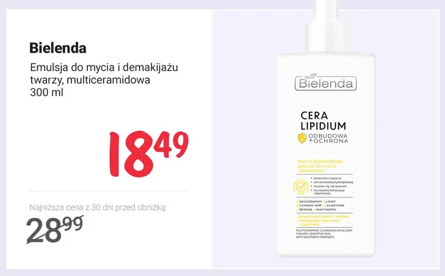 Emulsja do mycia i demakijażu twarzy Bielenda multiceramidowa promocja w Rossmann