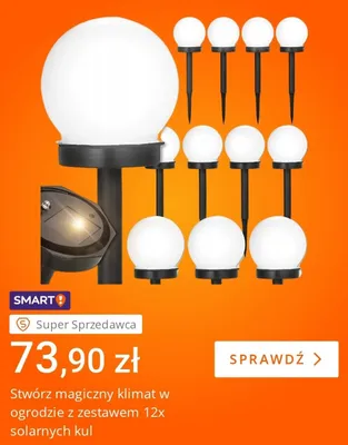 Zestaw solarnych kul ogrodowych 12-pak promocja w Allegro