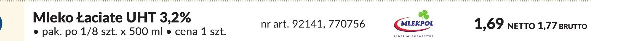 Mleko Łaciate UHT 3,2% promocja w Makro