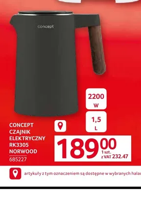 Czajnik elektryczny RK3305 Norwood Concept promocja w Selgros