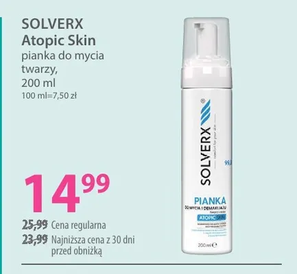 Atopic Skin pianka do mycia twarzy Solverx promocja w Hebe