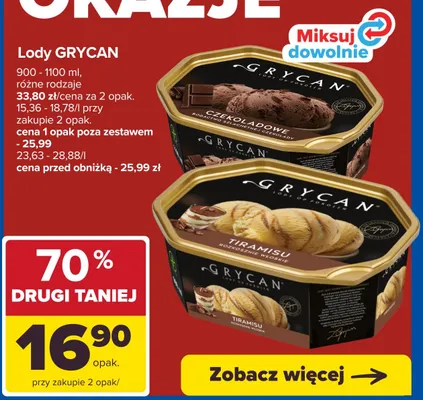 Lody GRYCAN Tiramisu promocja w Carrefour