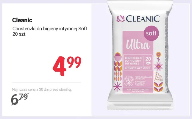 Chusteczki do higieny intymnej Cleanic Soft promocja w Rossmann
