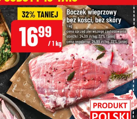 Boczek wieprzowy bez kości, bez skóry promocja w POLOmarket