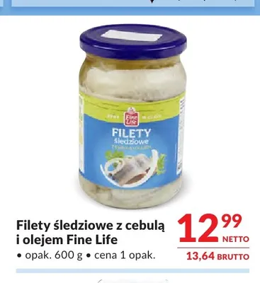 Filety śledziowe z cebulą i olejem Fine Life promocja w Makro