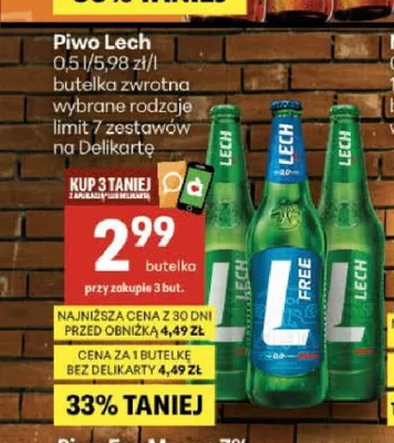 Piwo Lech Premium promocja w Delikatesy Centrum