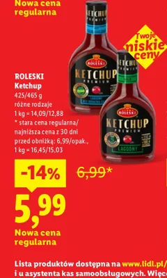 Ketchup Premium pikantny Roleski promocja w Lidl