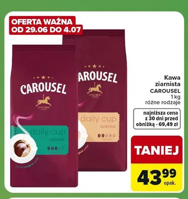 Kawa ziarnista Carousel Daily Cup Classic promocja w Carrefour Express