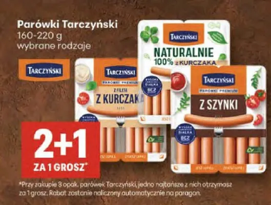 Parówki z kurczaka Tarczyński 160-220g promocja w Delikatesy Centrum