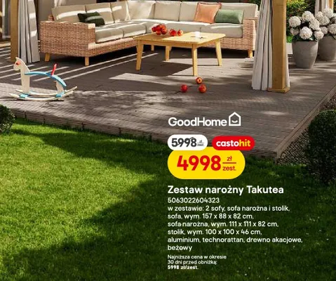 Zestaw narożny takutea promocja w Castorama