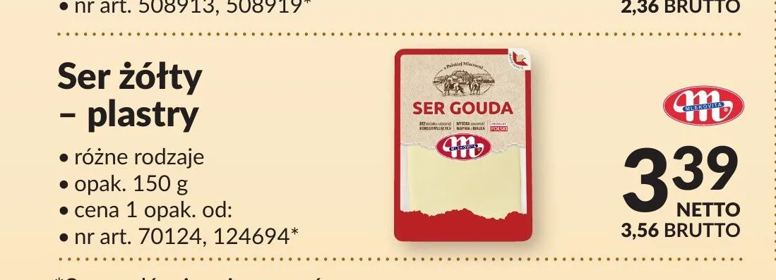 Ser żółty plastry Mlekovita promocja w Makro