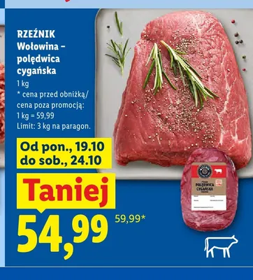 Wołowina polędwica cygańska Rzeźnik promocja w Lidl