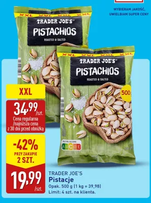 Pistacje prażone i solone Trader Joe's promocja w Aldi
