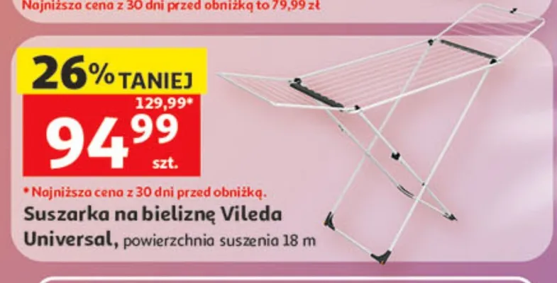 Suszarka na bieliznę Vileda Universal powierzchnia suszenia 18m promocja w Auchan