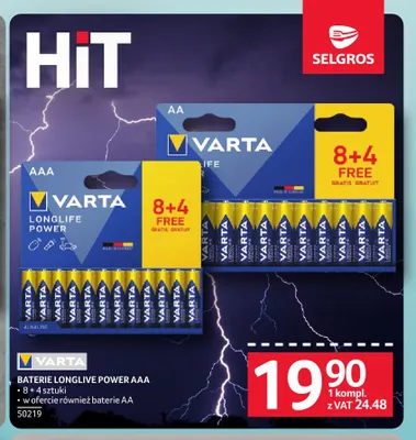 Baterie Longlife Power Aa Varta promocja w Selgros