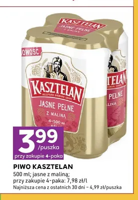 Piwo Kasztelan jasne z maliną promocja w Stokrotka