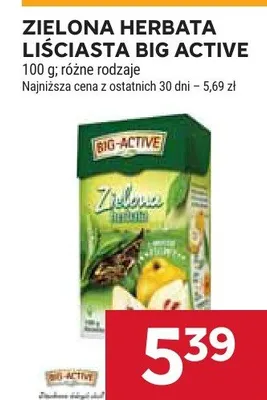 Zielona herbata liściasta Big Active promocja w Stokrotka