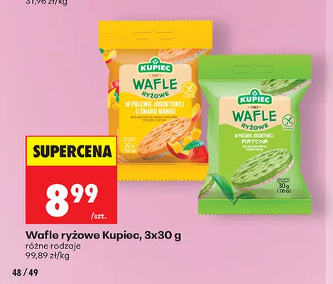 Wafle ryżowe Kupiec 3-pak 30 g promocja w Biedronka