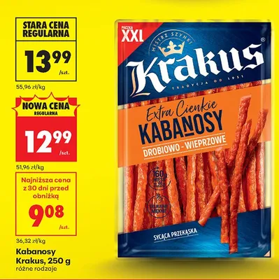 Kabanosy Extra Cienkie drobiowo-wieprzowe promocja w Biedronka