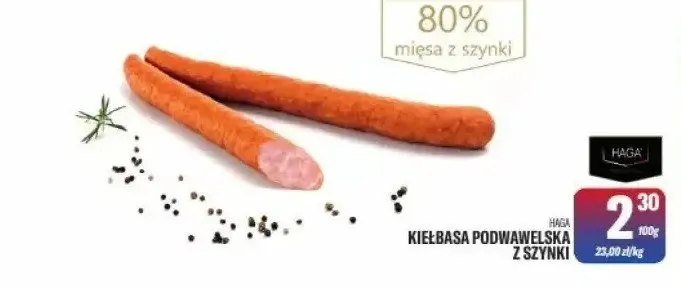 Kiełbasa podwawelska z szynki Haga promocja w Tomi Markt