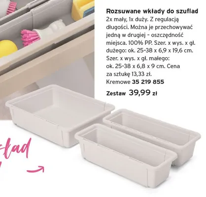 Zestaw rozsuwane wkłady do szuflad promocja w Tchibo