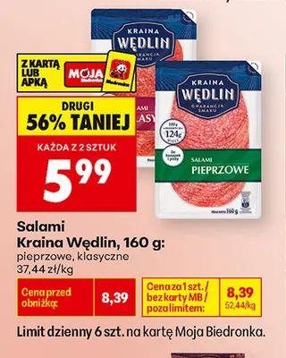 Salami klasyczne Kraina Wędlin promocja w Biedronka