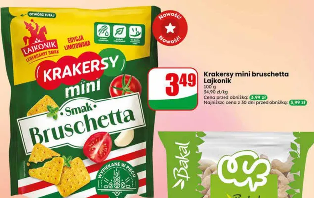 Krakersy mini bruschetta Lajkonik promocja w Dino