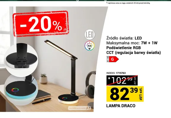 Lampa biurkowa LED Draco 7W + 1W promocja w Merkury Market